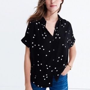 Madewell Central Drapey Shirt in Dot Toss XS